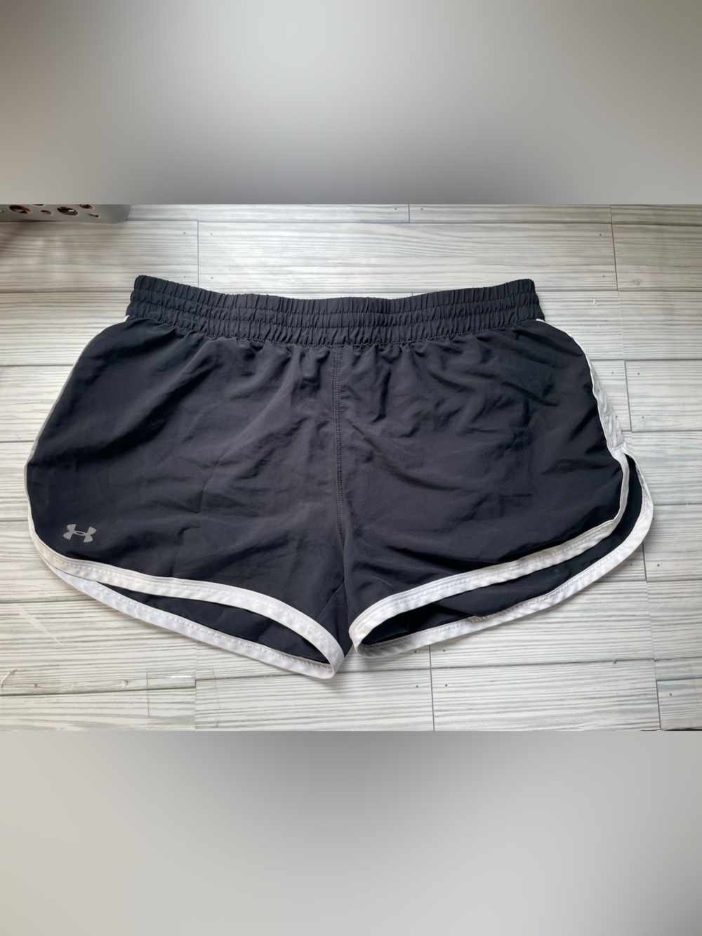 Under Armour Women's Black Active Running Shorts with White Trim size medium